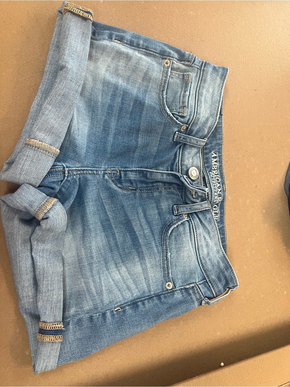 American Eagle Outfitters Light Blue Denim Roll-Cuff Shorts